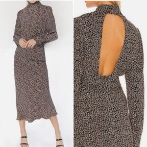 Flynn Skye Magnolia Dress Blush Petals Floral Black Red Brown